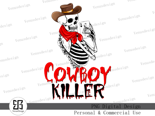 Skeleton cowboy playing cards png t shirt template vector