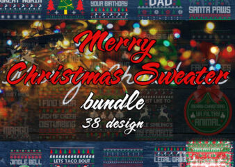 Merry Christmas Sweater Bundle SVG, Santa Claus SVG, Animals SVG, Jingle Bells SVG t shirt designs for sale