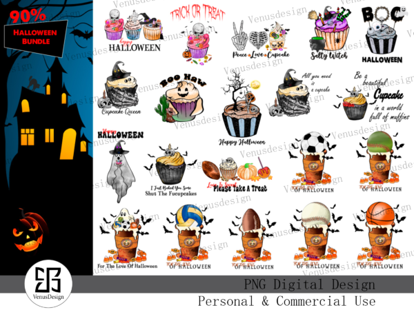 Halloween cupcake & sport sublimation bundle graphic t shirt