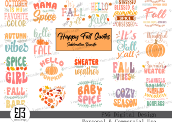 Happy Fall Quotes Sublimation Bundle graphic t shirt