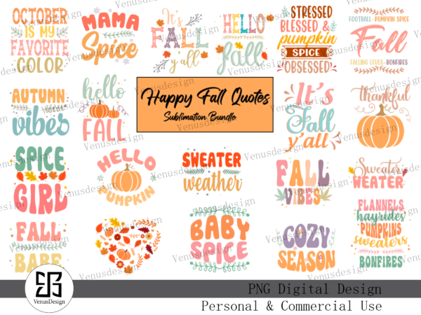 Happy fall quotes sublimation bundle graphic t shirt