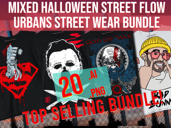 Mixed 2022 2023 halloween street flow urban style street wear bundle t shirt designs for sale