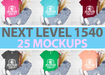 Next Level 1540, T-shirt Mockups, Flat Lay Mockup, 25 Mockups