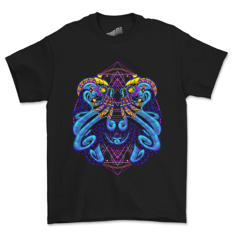 Colorfull Octopus Illustrations Design T-shirt