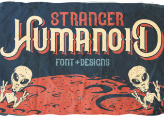 Stranger humanoid typeface and 8 designs