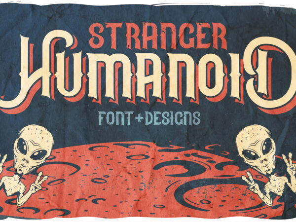 Stranger humanoid typeface and 8 designs