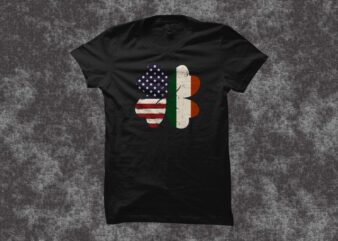 Irish and American Flag t shirt design, St. patrick’s day irish t shirt design, american flag shamrock svg, patrick day t shirt design for sale