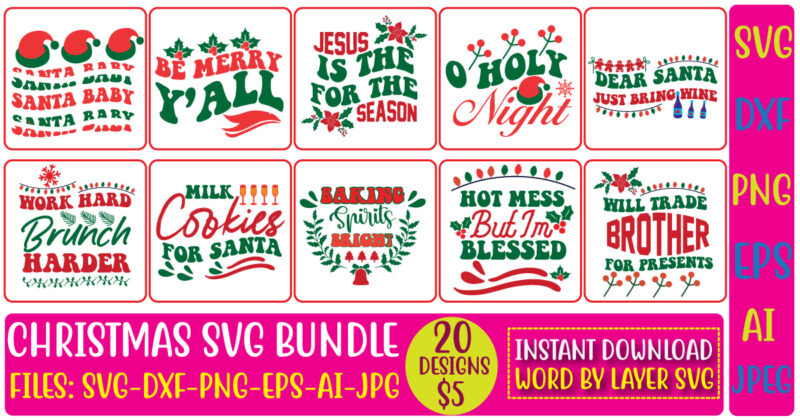 Christmas SVG Byndle,Funny Christmas SVG Bundle,Christmas Quates Bundle