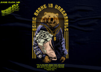 Riches bear illustrations design t-shirt