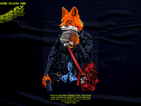 Riches fox illustrations design t-shirt