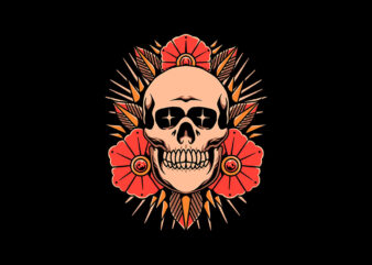 skull and flower