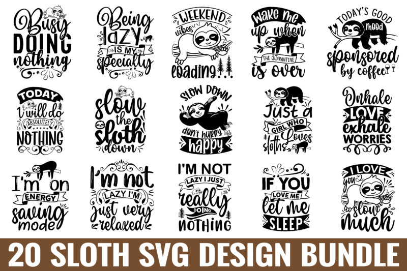 Sloth Svg Design Bundle