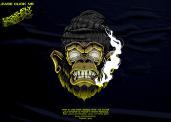 Smoker monkey, illustrations design t-shirt