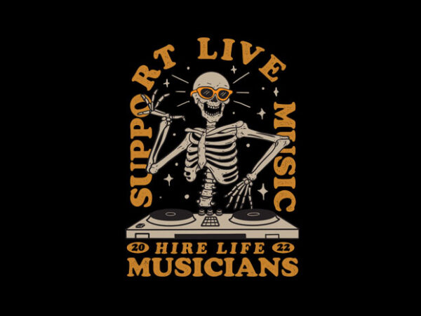 Support live music t shirt template vector
