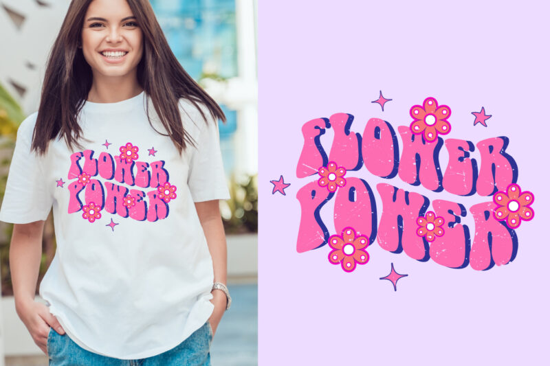 flower power typography t shirt design, motivational typography t shirt design, inspirational quotes t-shirt design