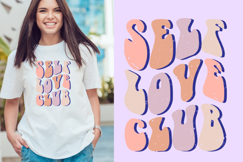 self love club typography t shirt design, motivational typography t shirt design, inspirational quotes t-shirt design