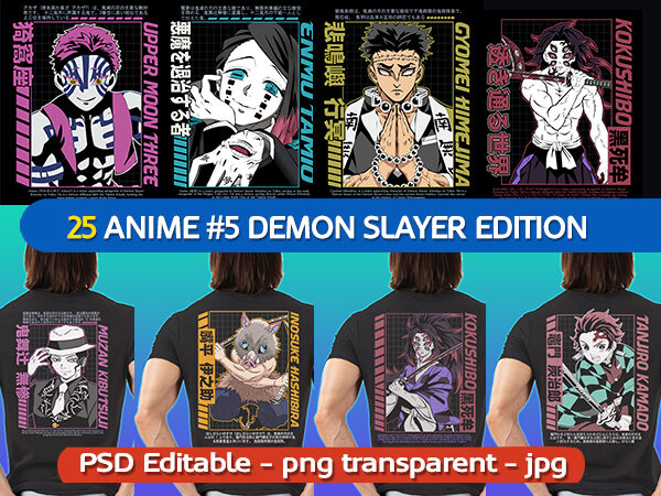 Anime part#5 demon slayer edition tshirt designs bundle