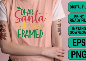 Dear Santa It Was Farmed, Merry Christmas shirt print template, funny Xmas shirt design, Santa Claus funny quotes typography design
