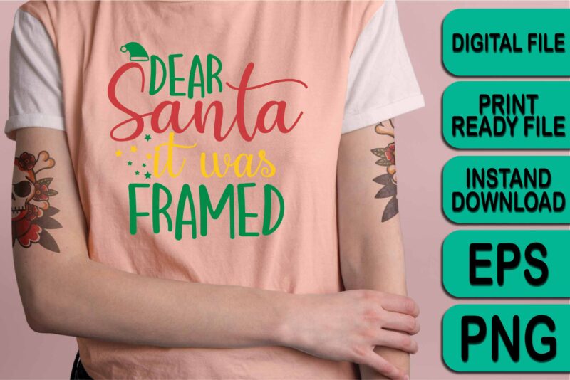 Dear Santa It Was Farmed, Merry Christmas shirt print template, funny Xmas shirt design, Santa Claus funny quotes typography design
