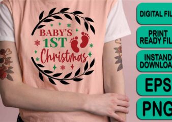 Baby First Christmas, Merry Christmas shirt print template, funny Xmas shirt design, Santa Claus funny quotes typography design
