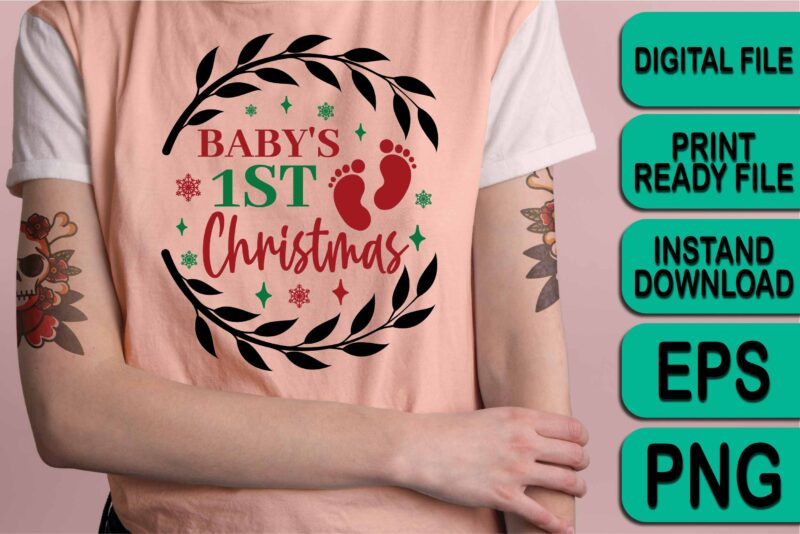 Baby First Christmas, Merry Christmas shirt print template, funny Xmas shirt design, Santa Claus funny quotes typography design