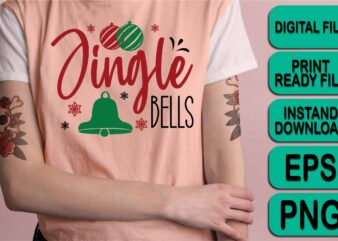 Jingle Bells, Merry Christmas shirts Print Template, Xmas Ugly Snow Santa Clouse New Year Holiday Candy Santa Hat vector illustration for Christmas hand lettered