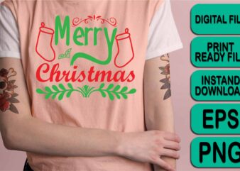 Merry Christmas shirt print template, funny Xmas shirt design, Santa Claus funny quotes typography design