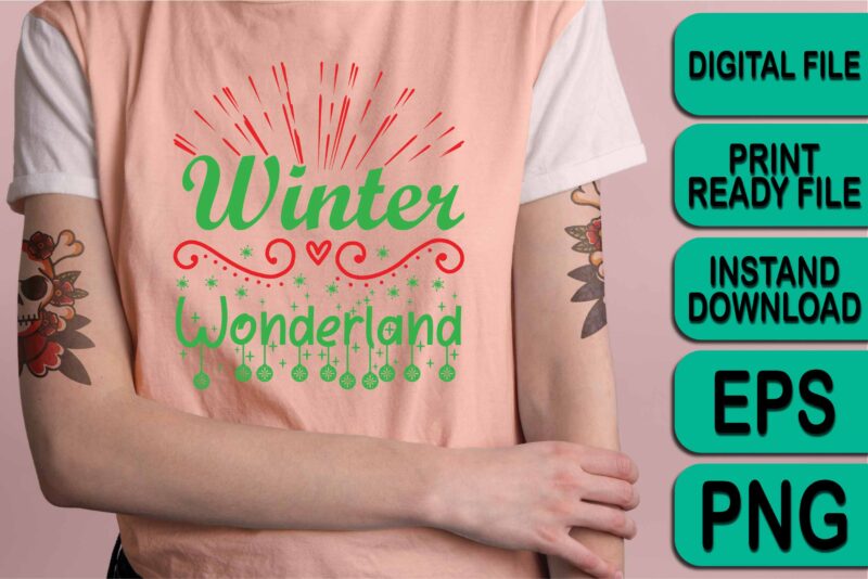 Winter Wonderland, Merry Christmas shirts Print Template, Xmas Ugly Snow Santa Clouse New Year Holiday Candy Santa Hat vector illustration for Christmas hand lettered