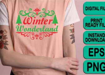 Winter Wonderland, Merry Christmas shirts Print Template, Xmas Ugly Snow Santa Clouse New Year Holiday Candy Santa Hat vector illustration for Christmas hand lettered