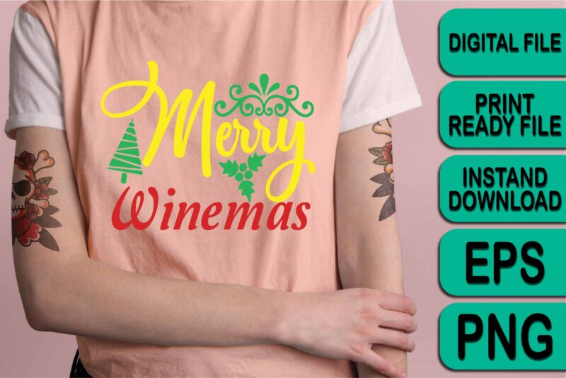 Merry Winter, Merry Christmas shirts Print Template, Xmas Ugly Snow Santa Clouse New Year Holiday Candy Santa Hat vector illustration for Christmas hand lettered