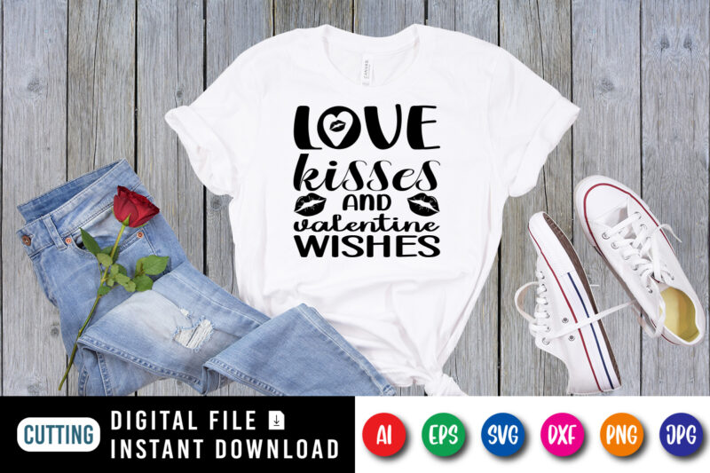 Love kisses and Valentine wishes shirt print template