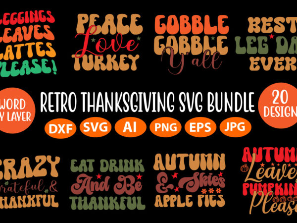 Retro thanksgiving svg bundle t shirt design online