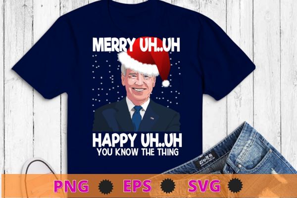 Funny Santa Joe Biden Merry Uh Uh Christmas Ugly T-Shirt design svg, Christmas shirt, for men, Christmas gifts, X-mas, funny, santa, Xmas tree, santa hat