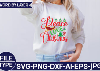 Peace Love Christmas SVG Cut File t shirt illustration