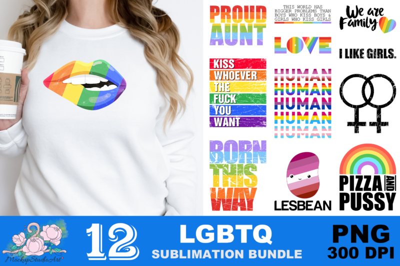 LGBT Rainbow Lips I Like Girls PNG Sublimation Design