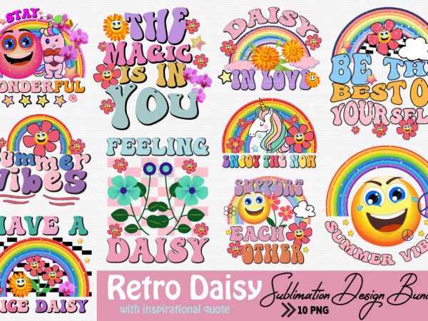 Retro daisy quote png sublimation bundle t shirt design online