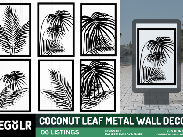 Coconut leaf metal wall decor svg bundle t shirt vector file