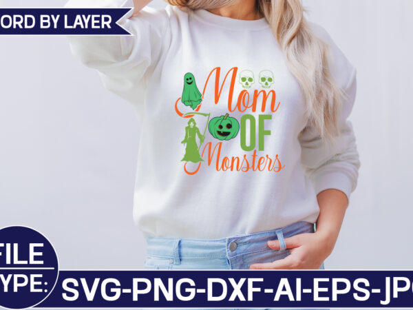 Mom of monsters svg cut file t shirt designs for sale