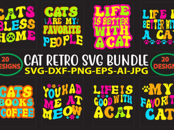Cat retro svg bundle t shirt vector file