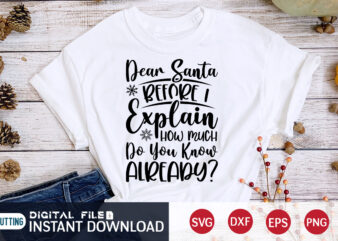 Dear Santa before I Explain how much do you know Already shirt, Christmas Santa SVG, Christmas Svg, Christmas T-Shirt, Christmas SVG Shirt Print Template, svg, Merry Christmas svg, Christmas Vector,