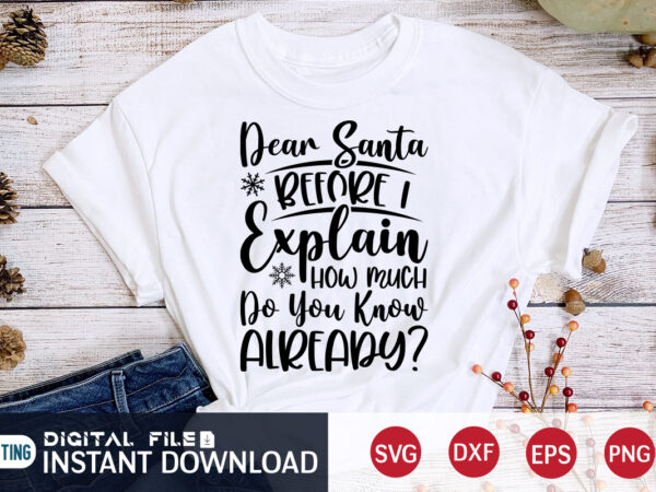 Dear santa before i explain how much do you know already shirt, christmas santa svg, christmas svg, christmas t-shirt, christmas svg shirt print template, svg, merry christmas svg, christmas vector,