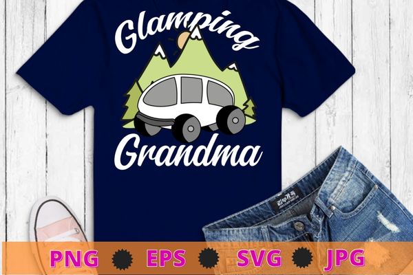 Glamping grandma funny camping rv flamingos camper quote t-shirt design svg, glamping, camping, rv, flamingos, camper quote,