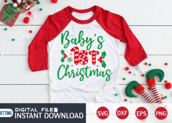 Baby’s 1st Christmas shirt, First Christmas, Christmas Svg, Christmas T-Shirt, Christmas SVG Shirt Print Template, svg, Merry Christmas svg, Christmas Vector, Christmas Sublimation Design, Christmas Cut File