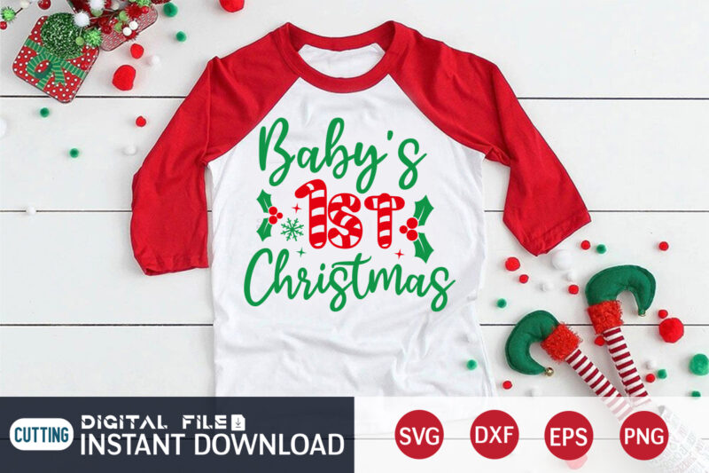 Baby’s 1st Christmas shirt, First Christmas, Christmas Svg, Christmas T-Shirt, Christmas SVG Shirt Print Template, svg, Merry Christmas svg, Christmas Vector, Christmas Sublimation Design, Christmas Cut File