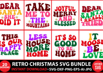 Retro SVG,Retro christmas SVG Bundle, Retro christmas design, Retro design, Retro cut file,Christmas SVG Bundle, Winter svg, Santa SVG, Holiday, Merry Christmas, Christmas Bundle, Funny Christmas Shirt, Cut File Cricut,