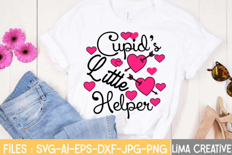 Cupid's Little Helper T-shirt Design,Valentine svg bundle, Valentines day svg bundle, Love Svg, Valentine Bundle, Valentine svg, Valentine Quote svg Bundle, clipart, cricut Valentine svg bundle, Valentines day svg bundle,