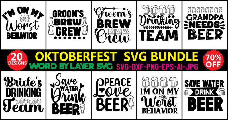 Oktoberfest Svg Bundle, Beer Lover, Drink Lover, Funny Beer Svg, Drinking Team, Bartender Gift, Beer Party Svg,Oktoberfest Svg File, German Symbols Bundle, Clip Art, Pdf, Dwg, Eps, Dxf, Plasma Cut,