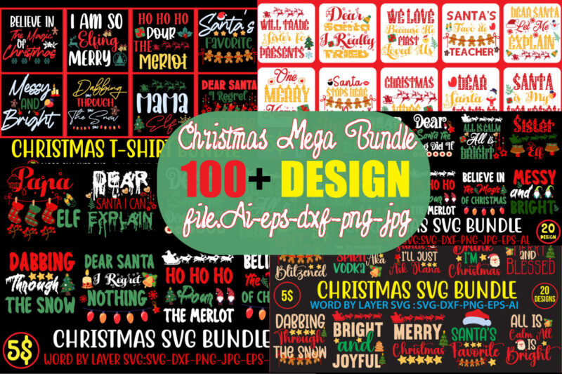 christmas t-shirt bundle , 280 T-shirt Design ,Alll Design ,Big Sell Design,christmas vector t-shirt design , santa vector t-shirt design , christmas sublimation bundle , christmas svg mega bundle ,