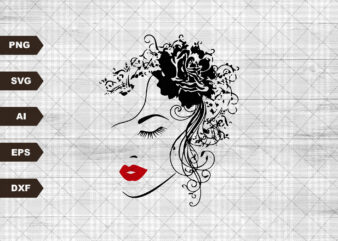 Woman face with Rose SVG | Woman face Svg | Rose Svg | Lip svg | Girl face svg | Floral svg | Svg / Png