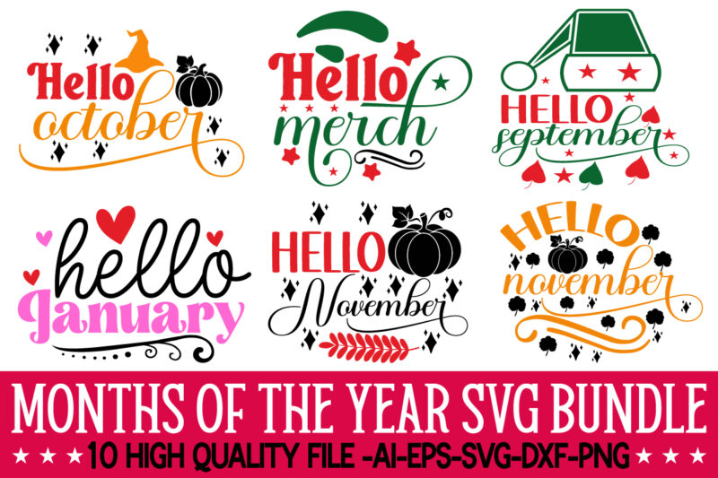 Months of the Year SVG Bundle,Months Of The Year For Pocket Chart Printable,Seasons Printable, Months of The Year busy book sheet and perpetual calendar, preschool seasons matching game, season binder